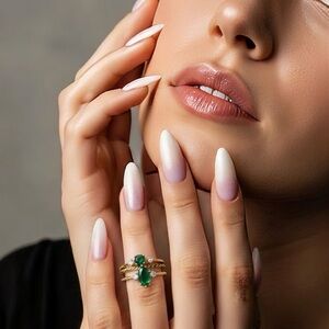 Elegant Gold and Green Gemstone Ring Trio Set